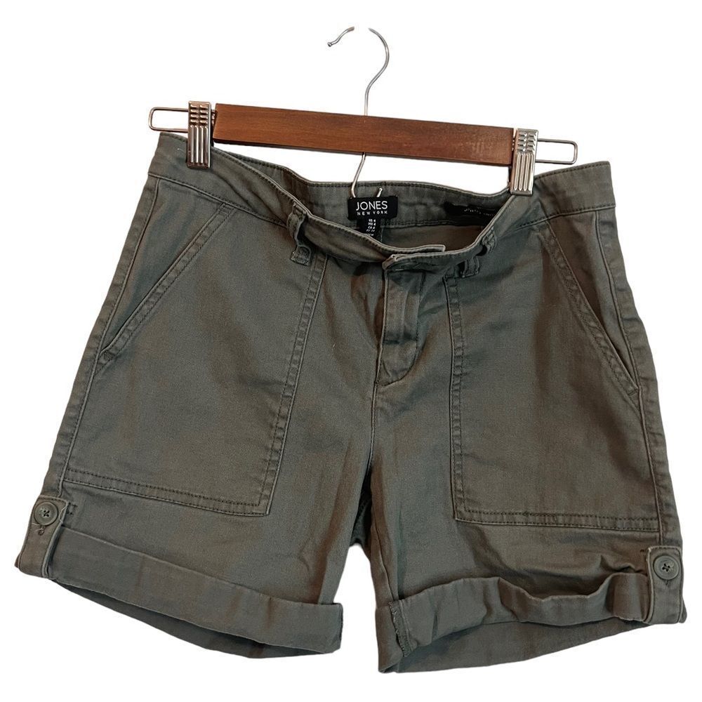 Jones New York Green Size 4 Utility Shorts Rolled Cuff with Button EUC - Picture 6 of 14